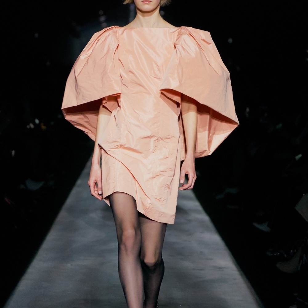 GIVENCHY Light Peach Pink Runway Dress Cape Sleeves S 2